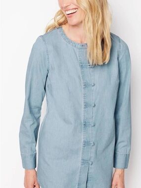 J. Jill Knot-Button Denim Tunic Shirt-Clarity Wash